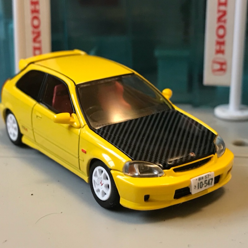 獨家 頭文字d Tomica Honda Civic type r ek9 東堂商會 1:64 車牌 香港 二改TLV