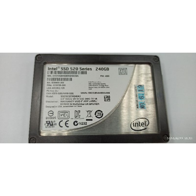 英特爾 Intel 520 240G SSD MLC SATA 固態硬碟