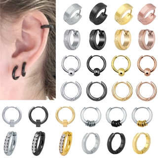 銀色圓形耳環珠寶耳軟骨穿孔不銹鋼圈形耳環女士黑色圓形耳環