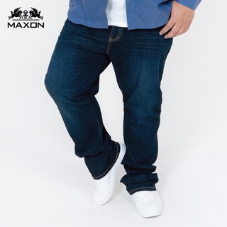 【MAXON大尺碼】台灣製/深藍涼感紗輕刷標準版彈性直筒褲38~54腰加大尺碼 免運 87933-56