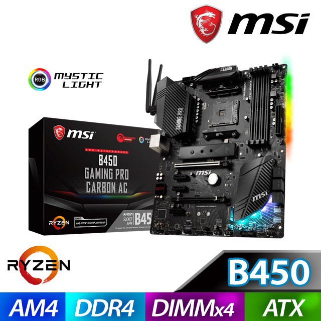 【買一送一】 MSI 微星 B450 GAMING PRO CARBON AC 主機板 隨機送百元小禮