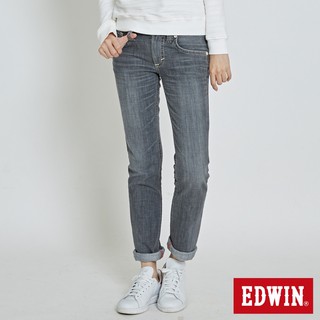 EDWIN MISS BT後袋剪接窄直筒牛仔褲-女-灰色 29腰