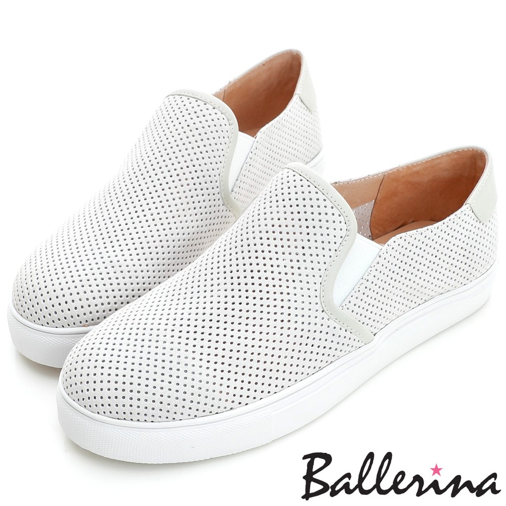 Ballerina-牛麂皮鏤空洞洞厚底鞋-白【BD600215WE】