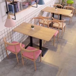 【新品】奶茶小吃飯店 快餐桌椅 組合 牛角椅 簡約 網紅 咖啡西餐廳 桌椅 桌子 椅子