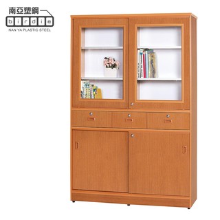 【Birdie南亞塑鋼】4尺推拉門中三抽書櫃 (21G7SD01510263)
