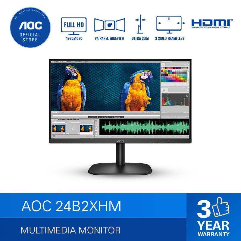 Aoc 24B2XHM 超薄 LED 顯示器 LED 顯示器