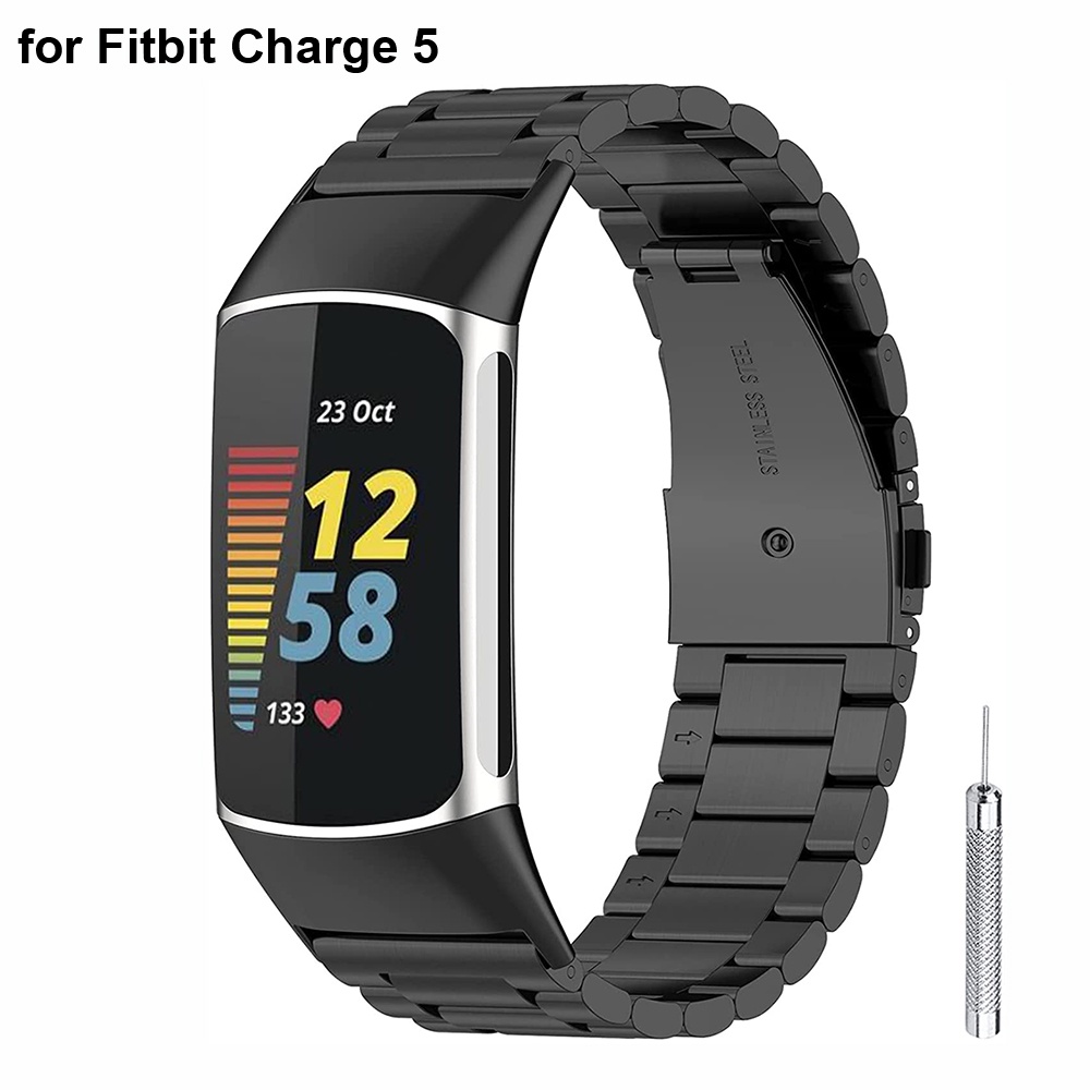 2021 新款不銹鋼錶帶環適用於 Fitbit Charge 5 和 Fitbit Charge 6 金屬手錶手鍊腕帶鏈