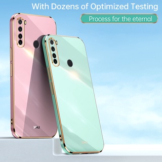 XIAOMI REDMI 豪華手機殼小米紅米 Note 7 Pro Note 8 2021 新設計方形外殼矽膠顏色電鍍外