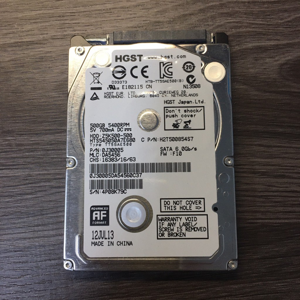 二手良品 HGST 500G 型號:HTS545050A7E680 5400轉 2.5吋硬碟 門市保固30天(H115)