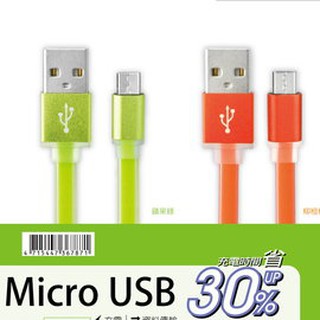 KINYO USB-71 Micro USB充電傳輸線 急速果凍扁線(兩入裝)