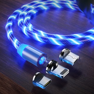 三星 oppo Vivo 小米 LED Micro USB Type C 的電磁流夜光照明充電手機電纜線充電器線