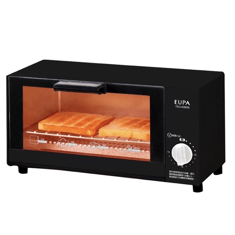 EUPA 優柏 小烤箱5公升電烤箱 烤麵包機 點心機(黑色)