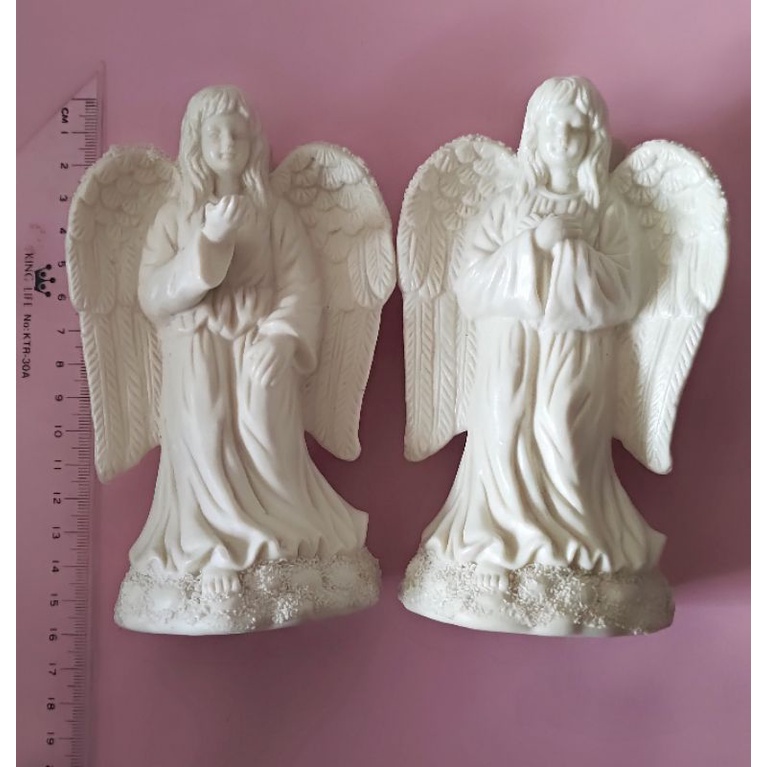米白色陶瓷聖天使燭台一對不分售