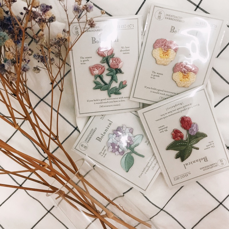 日系氣質精緻花朵刺繡布章布貼繡球花紫陽花樹莓三色堇玫瑰 蝦皮購物