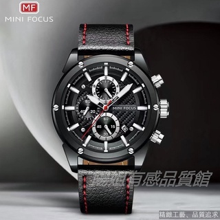 附發票【MINI FOCUS專櫃正品 台灣品牌店】多功能三眼手錶 時尚商務男表爆款夜光防水男士手錶全自動機芯石英錶男