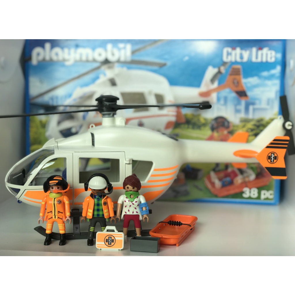 Playmobil 70048 摩比 救護直升機 救援飛機 醫院救護人員 醫藥箱 擔架