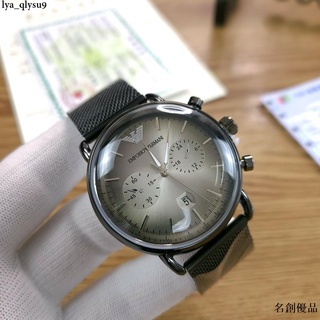 名創優品 Armani-阿瑪尼 男士手錶 石英錶 實心鋼帶/真皮錶帶 多功能機芯 男錶 男士腕錶