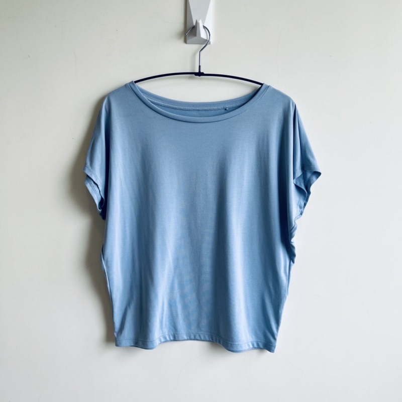 Uniqlo 天空藍色 法式袖T恤 落肩短袖上衣 （二手）