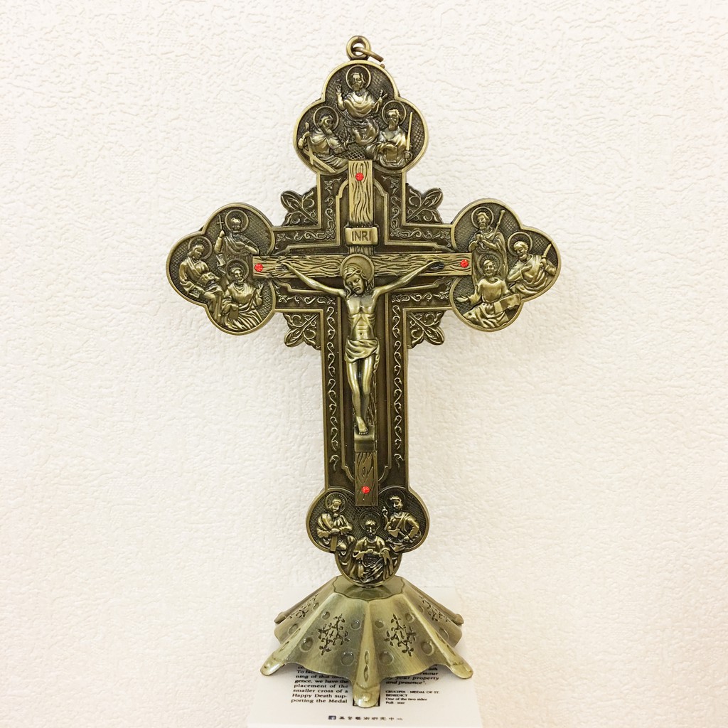 Jesusart 天主教聖物十二宗徒十字架擺件 壁掛站立兩用式 耶穌苦像基督宗教聖物平安古銅靈修聖物 蝦皮購物