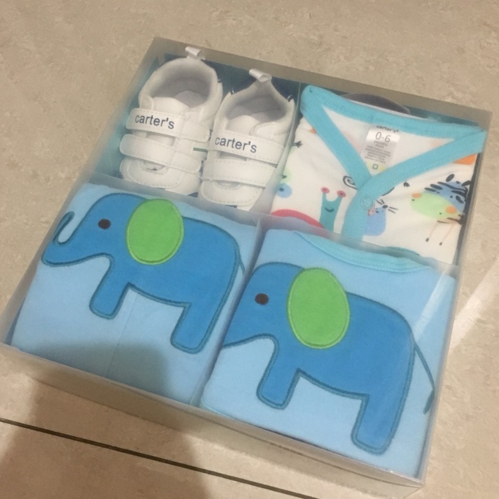 Carter's＊男寶4件組 彌月禮盒  新生兒 嬰幼兒 彌月禮物（全新現貨附提袋）