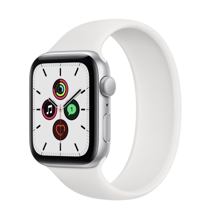 全新未拆封apple watch SE 錶面44 GPS 白色錶帶銀框(如圖）