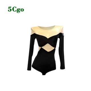 5Cgo【鴿樓】拉丁舞連體服女秋冬新款舞蹈上衣絲絨拼網紗連體衣LW412 605313142689