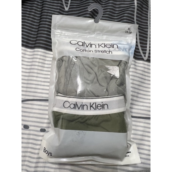 全新 ck Calvin Klein 四角 男童 男大童 XL 內褲 2件 灰色 深灰色