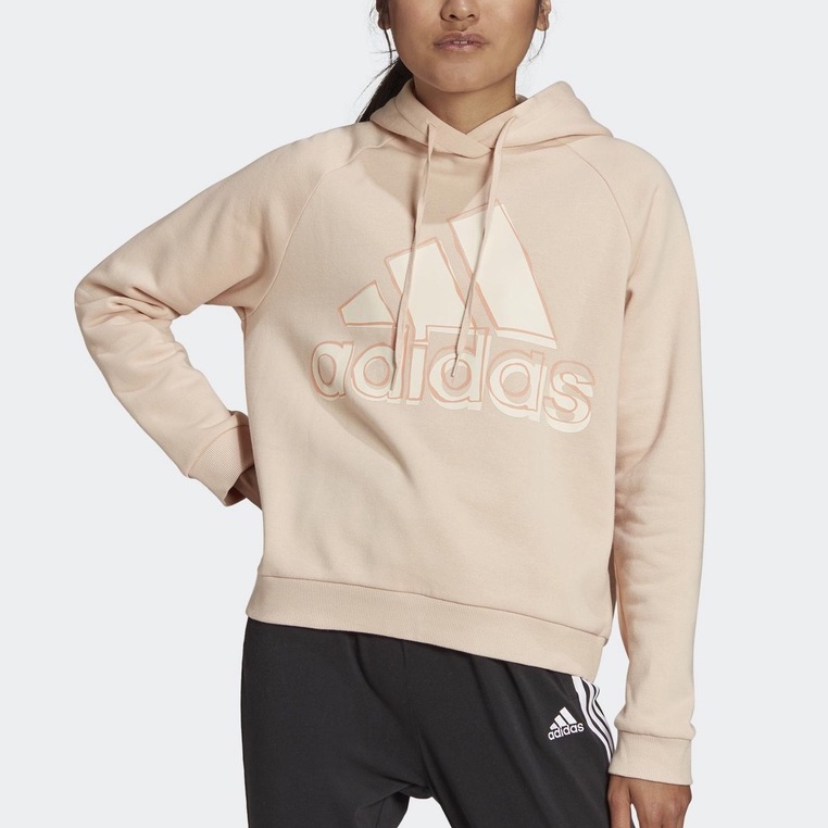 ⓉⒽⓇⒺⒺⒼ🔥ADIDAS 運動長袖 連帽 帽T 3D 大LOGO 粉色 女款 HB5107