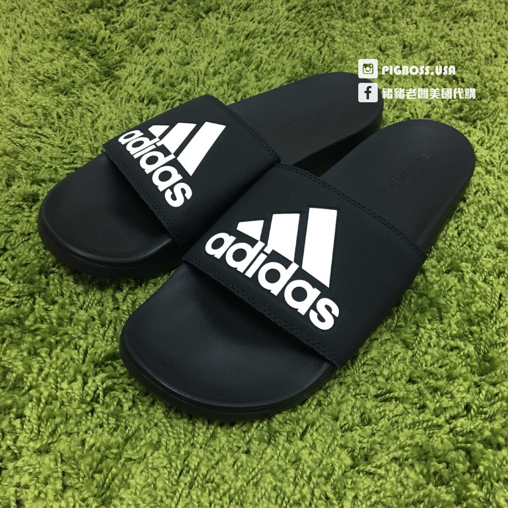 【豬豬老闆】ADIDAS ADILETTE CLOUDFOAM 黑白 大LOGO 軟底 運動拖鞋 男鞋 CG3425