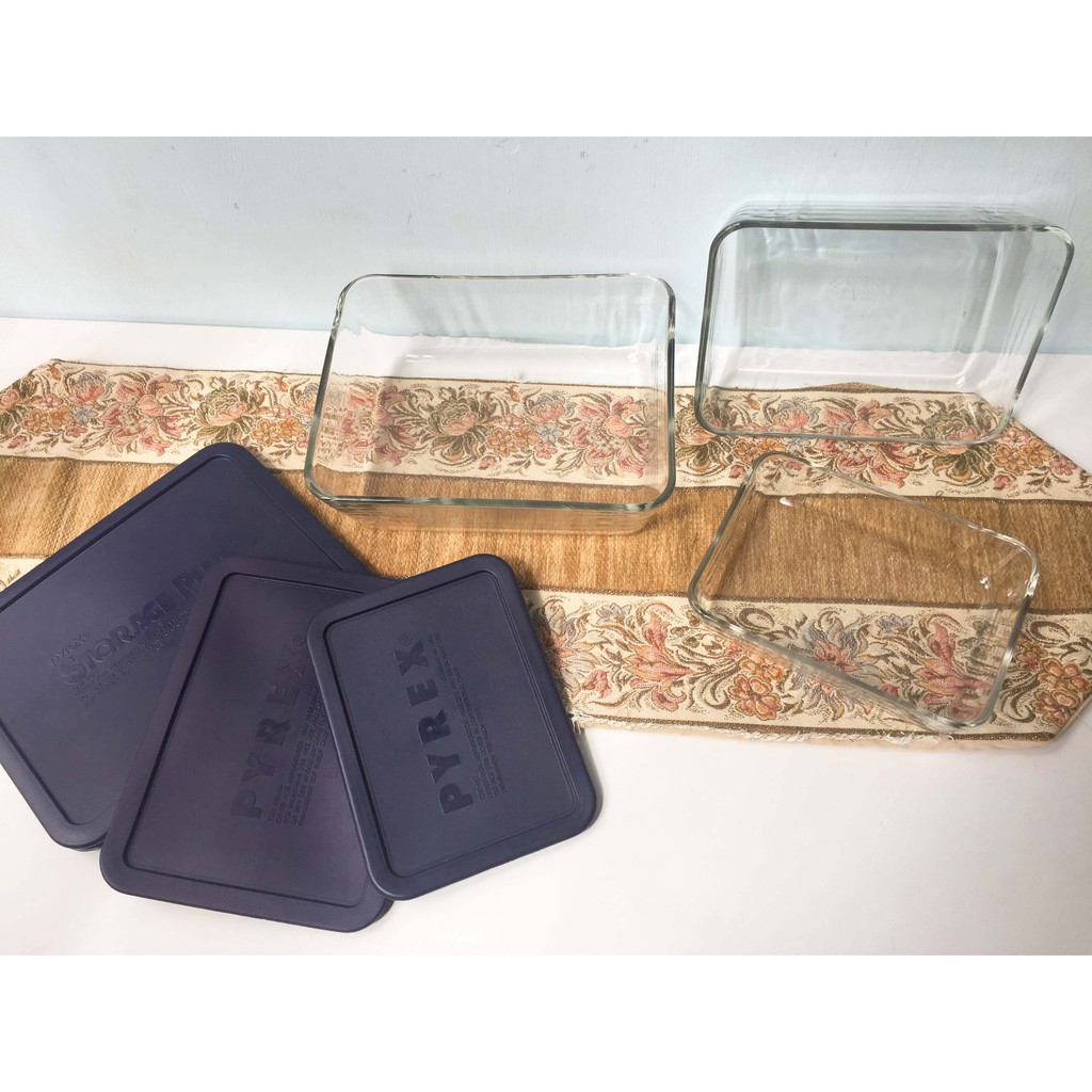 美國製造PYREX  玻璃保鮮盒 三件組