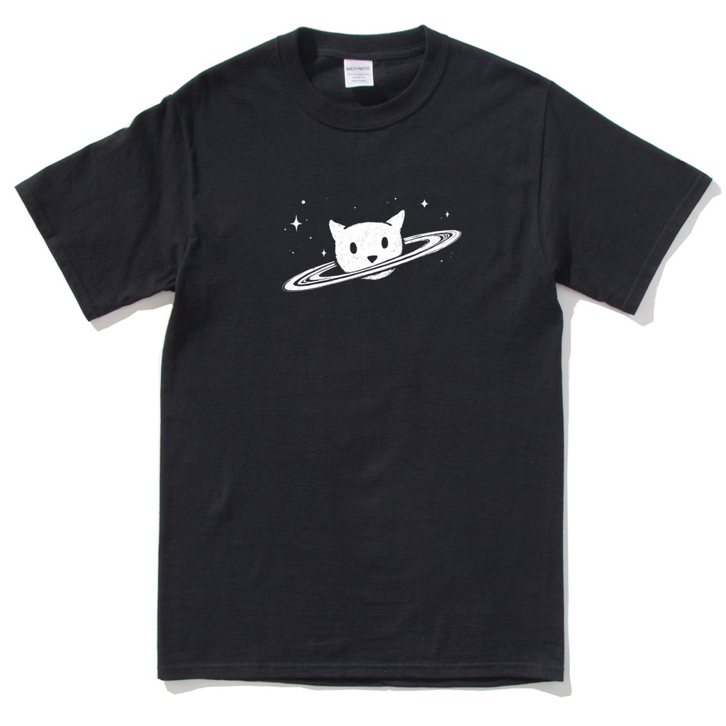 SATURN CAT 中性短袖T恤 黑色 土星貓宇宙行星動物毛小孩tee 現貨 快速出貨