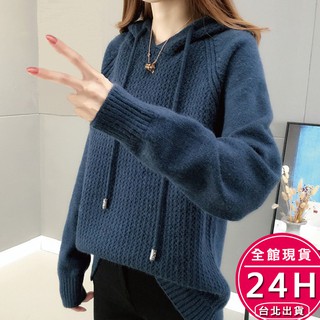 【梨卡】隔日到貨 女裝 紅色 聖誕 過年 連帽 針織 毛衣 長袖 連帽毛衣 秋冬上衣 冬天衣服dr072【現貨24h】