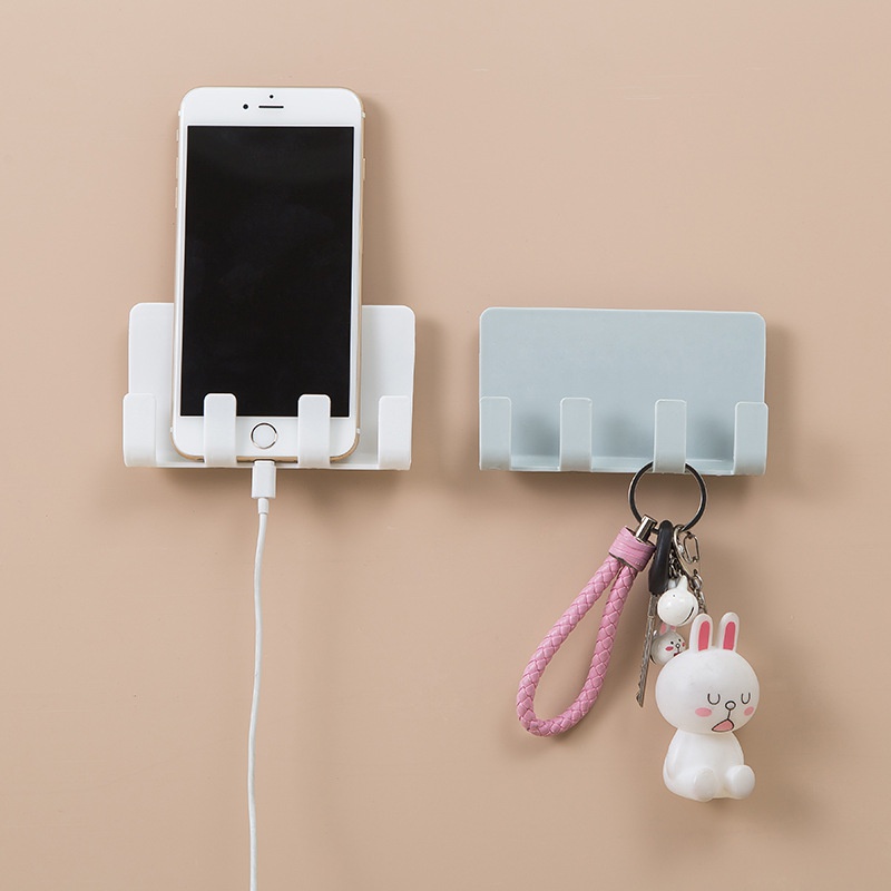 粘貼式創意手機充電支架壁掛式充電架手機座ipad充電支架墻壁無痕4鉤收納掛架 蝦皮購物