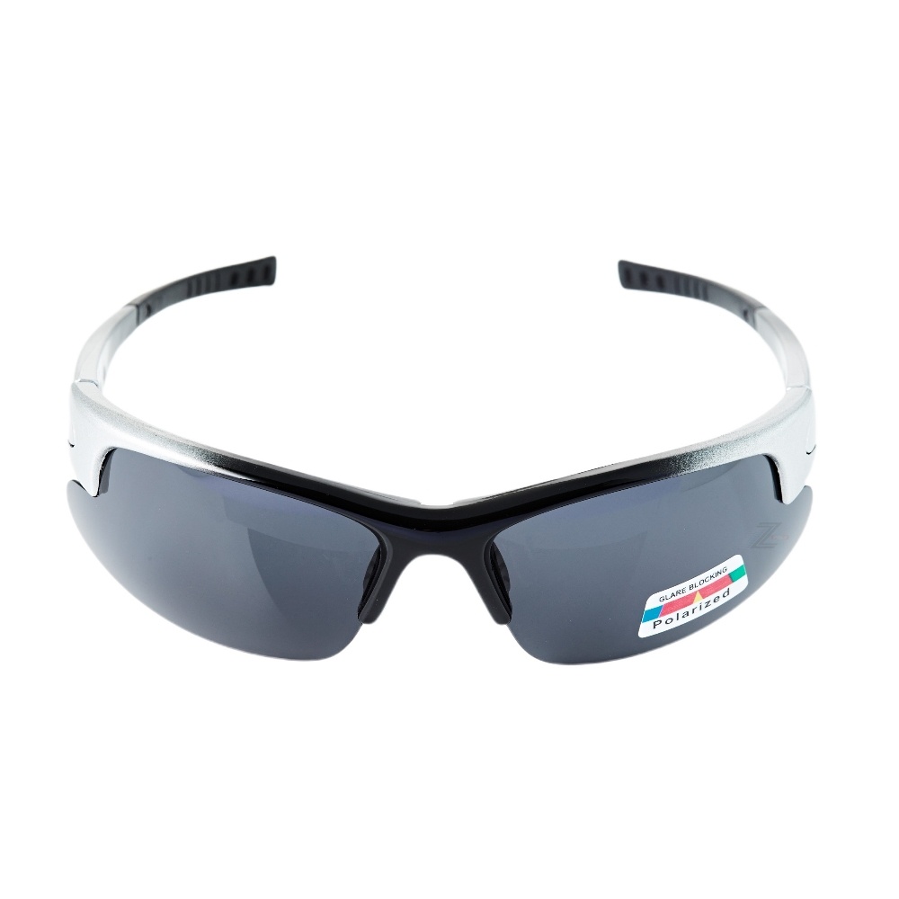 【Z-POLS】帥氣半框設計質感黑銀漸層搭載Polarized偏光運動太陽眼鏡 抗UV400 可配度數設計