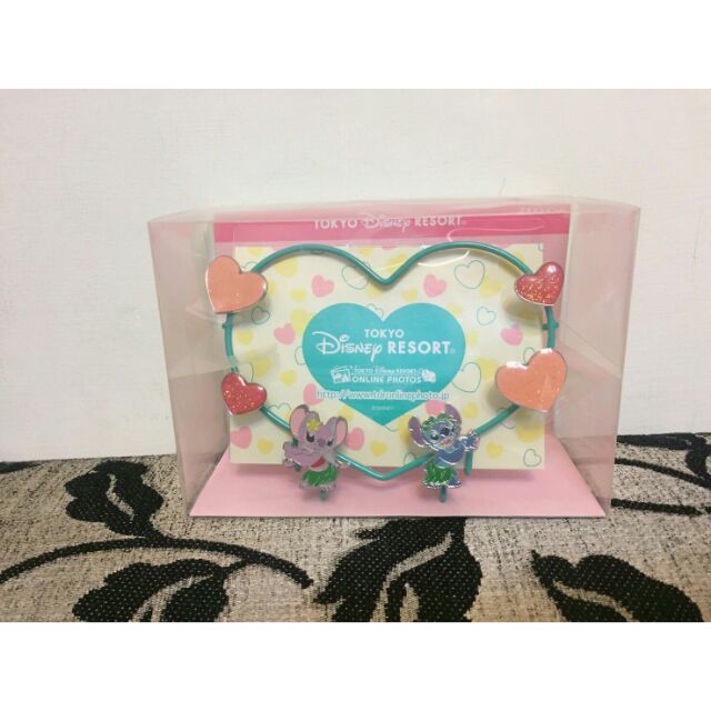 【正版東京迪士尼購入】史迪奇愛心粉紅相框