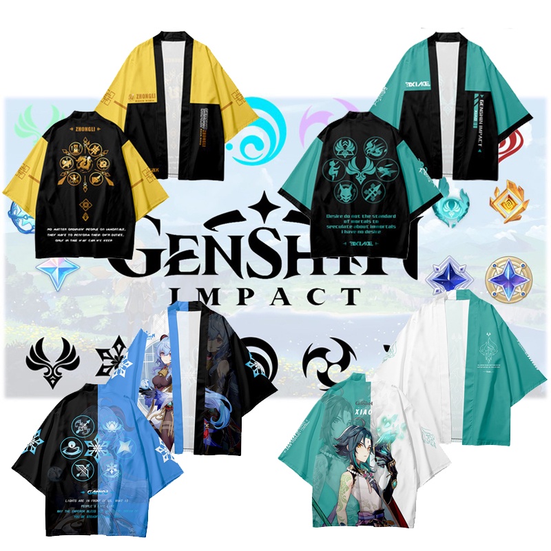 Game Genshin Impact 日本角色扮演女/男時尚夏季短袖和服襯衫