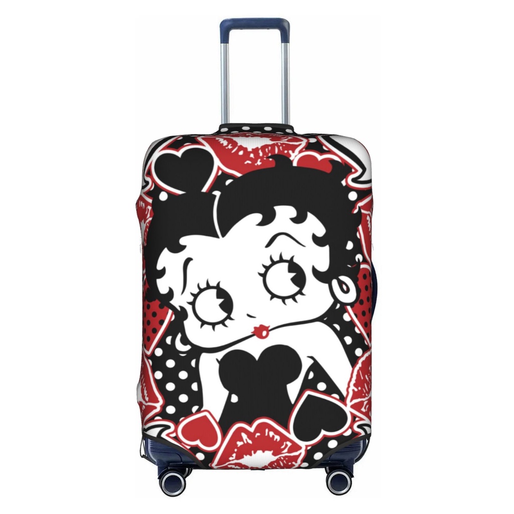 貝蒂娃娃行李箱蓋可水洗手提箱保護器防刮手提箱蓋適合 18-32 英寸行李箱