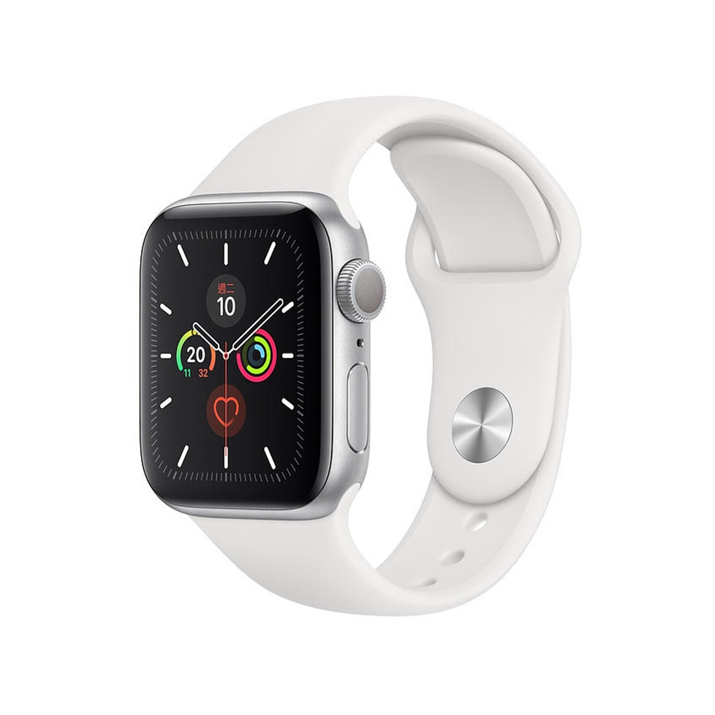蘋果Apple Watch S5 GPS 40mm鋁銀-白色運動型錶帶(型號A2092)