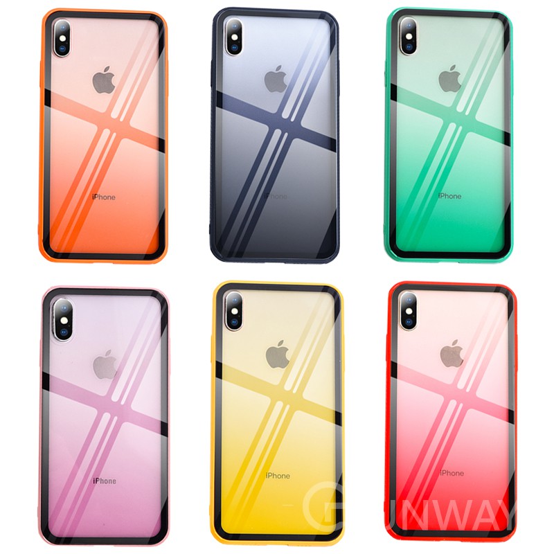 鋼化玻璃 手機殼 適用 iPhone 11pro max 防摔 韓系 漸變 色彩 保護殼