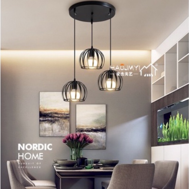 【二天到貨】三燈吊燈 三頭吊燈 餐廳3吊燈 手榴彈吊燈復古loft創意簡約吧台餐廳卧室咖啡廳美式吊燈軌道吊燈