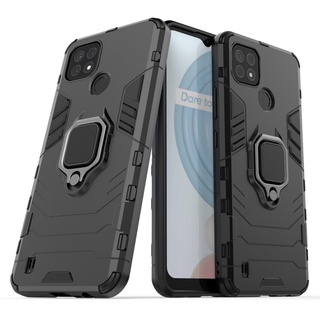 Realme C3/C21/ Marzo 30A黑豹鎧甲殼 軍規手機殼 指環支架 軍規防摔