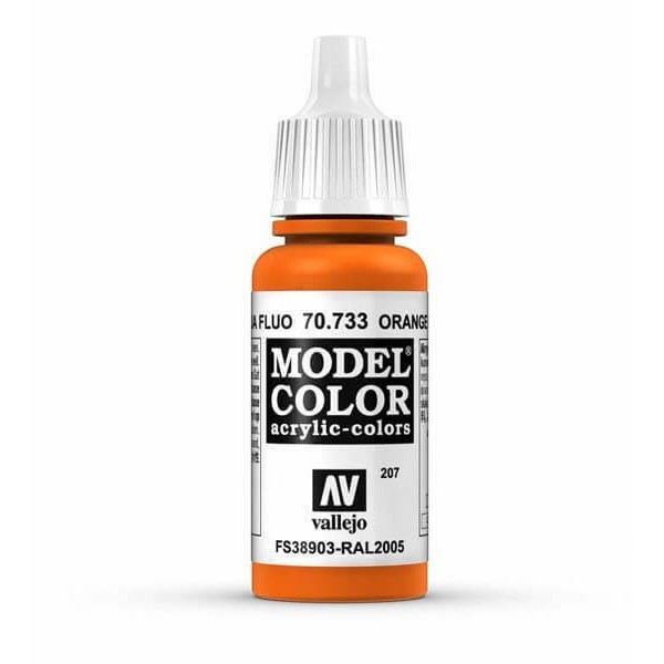 Acrylicos Vallejo 模型色彩 Model Color 207 70733 螢光橘色 萬年東海