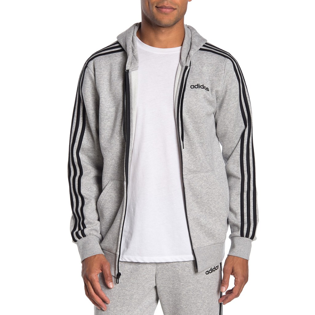 Adidas Essentials 3-Stripes Hoodie 三線連帽外套灰色DU0476 | 蝦皮購物