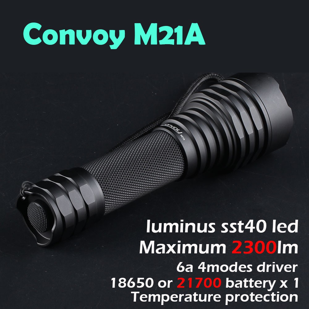 Convoy M21A luminus sst40，熱電分離，溫控，最高可達2300lm 手電筒 21700電池*1