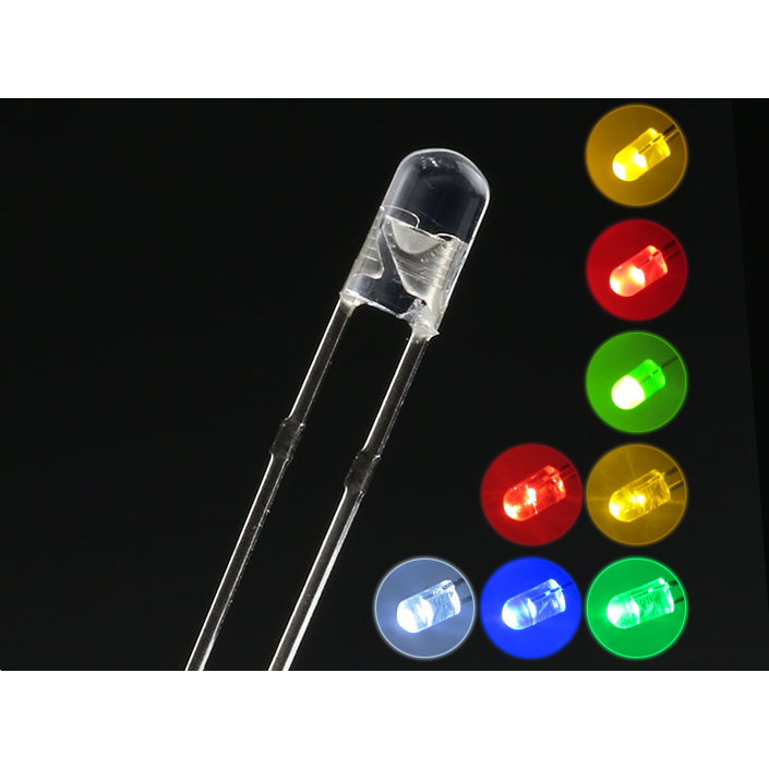 3mm 無邊LED燈珠白髮紅綠黃色直插F3高亮發光二極管小燈泡 短腳
