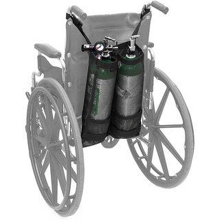 雙口袋便攜氧氣瓶網兜 輪椅車用氧氣瓶收納袋 輪椅氧氣雙瓶掛包 氧氣瓶掛兜 透氣網布可調整