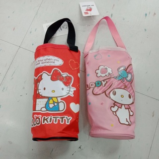 正版 三麗鷗 凱蒂貓 美樂蒂 水壺袋 Hello Kitty 圓形 圓柱形 水壺袋 冰霸杯 提袋 飲料袋 提袋 加加