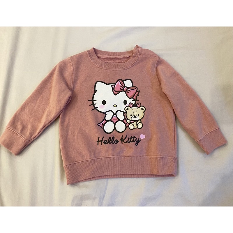Lativ凱蒂貓Hello Kitty粉紅棉質毛圈長袖T恤80