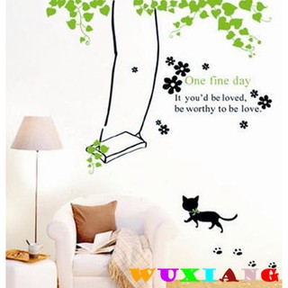 五象設計 動物105 小貓咪 鞦韆牆貼 卡通壁貼 幼兒園 房間裝​​飾家居裝飾 兒童房裝飾 牆貼紙