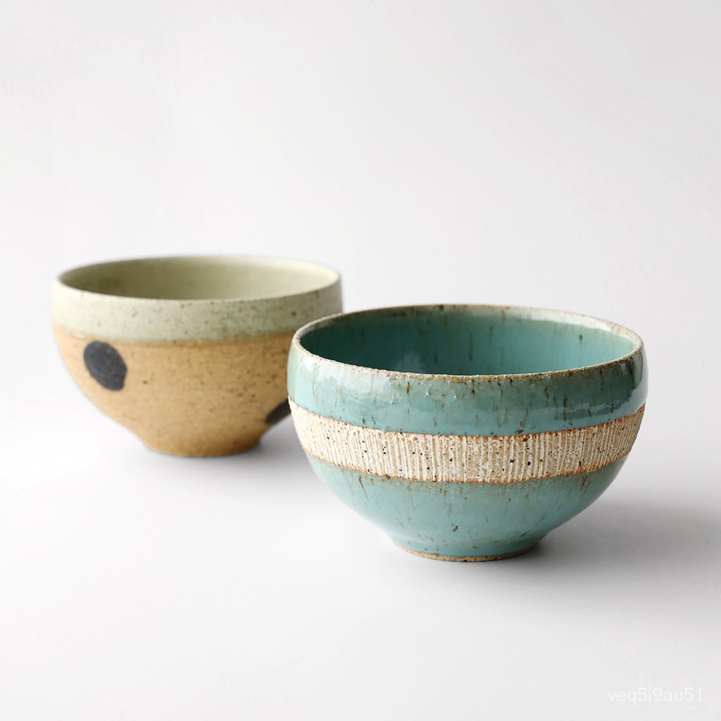 日本進口高品質餐具 日本進口瀨戶燒復古粗陶水玉藍釉深碗抹茶碗日式茶碗沙拉湯面大碗 蝦皮購物